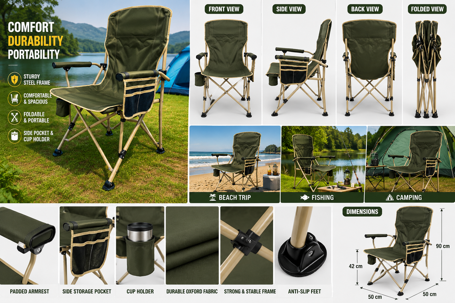 Heavy-Duty Foldable Camping Chair